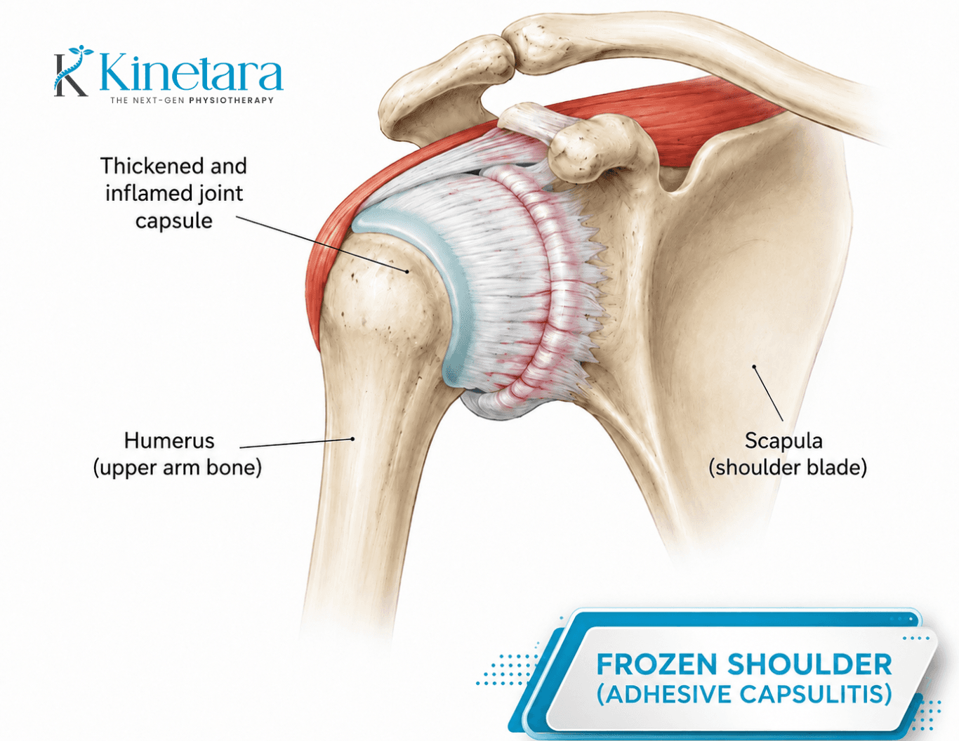 Frozen Shoulder (Adhesive capsulitis) — anatomical illustration